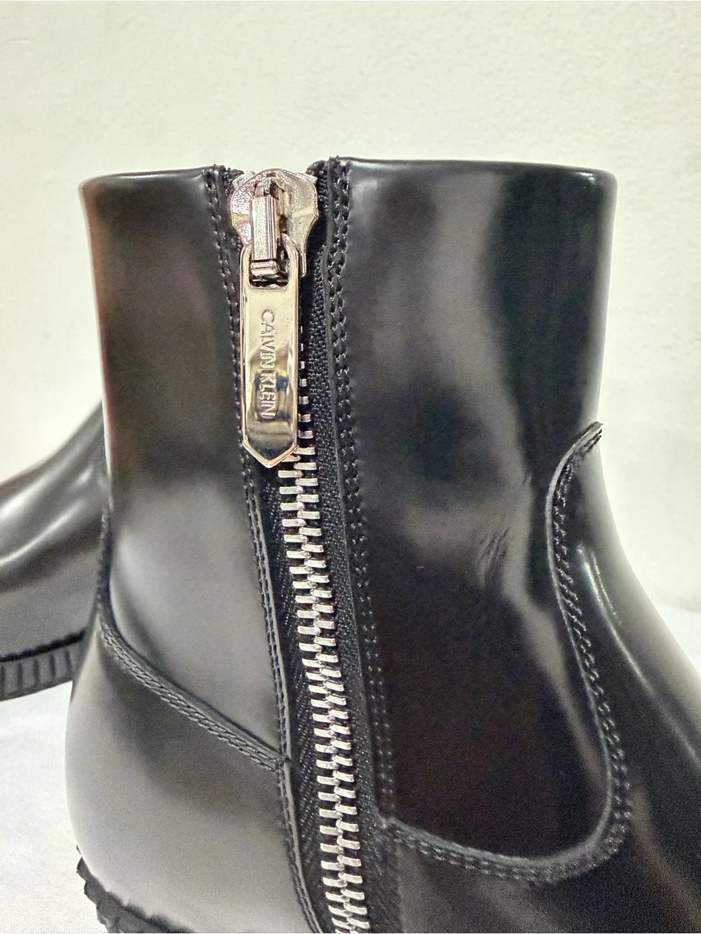 Calvin Klein Black Rubber Toe Cap Boots size US 7W